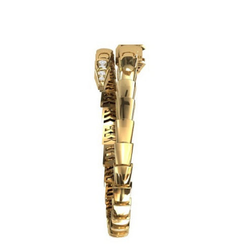 14K Gold With Diamond Snake Bangle